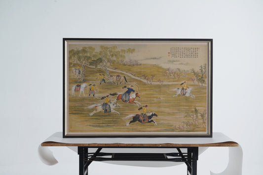 18th Century Chinese Royal Hunting Event Painting Framed Art Print